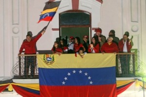 Presidente Chavez desde el Barcon en Miraflores